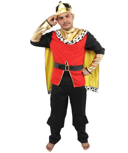 HPO Men’s Deluxe King Multicolor Costume | Regal Royal Outfit with Crown Detail and Robe Styling | Event Appearance for Theme Nights