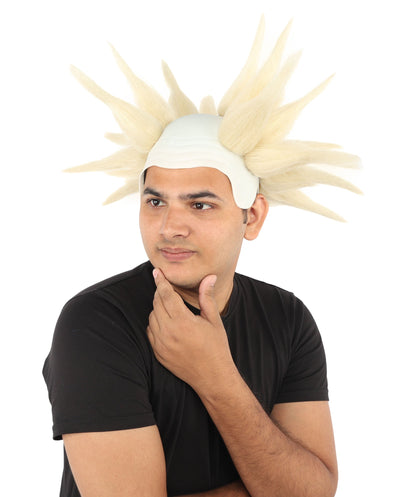 HPO Adult Men's Spiky Bald Illusion Wig | Multiple Color Options  |  Two-tone vibrant hue, create of synthetic fiber, stiff spiked volume, integrated forehead piece | Party, Halloween, theater, drag, performance, costume events