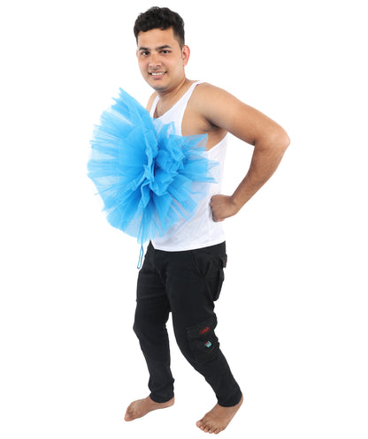 HPO Unisex Blue Shower Loofah Costume | Funny Bath Sponge Outfit with Tulle Mesh Design | Perfect for Halloween, Parties & Comedy Events