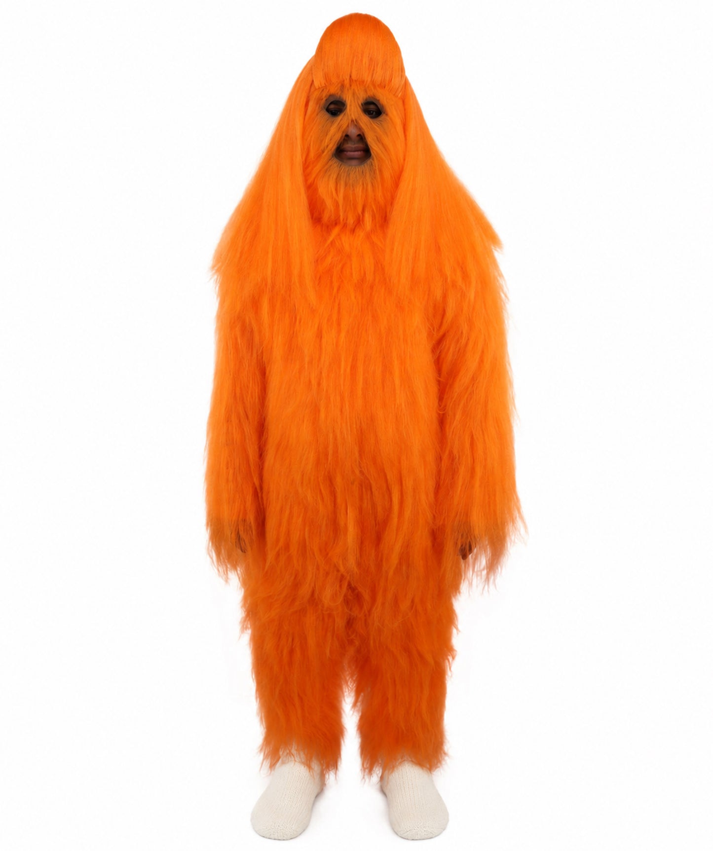 HPO Unisex Extreme Hairy Person Costume, Mask and Bundle - Full-Body Hair Suit Extra-Long Ash Brown Costume Wig for Halloween, Cosplay & Parties