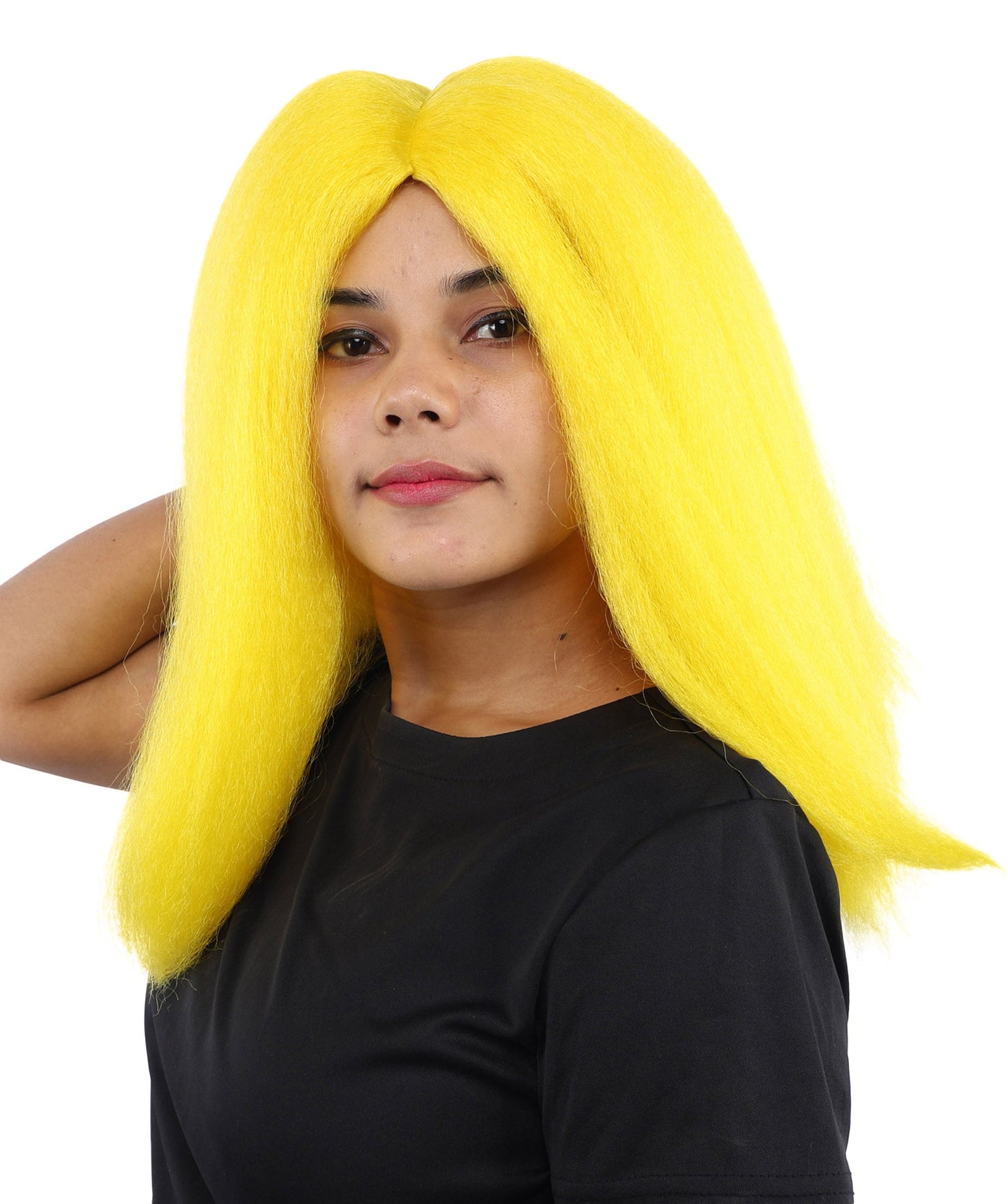 HPO Adult Women's Long Rounded Cartoon Hair Wig | Multiple Color Options | Bubble Bob, Deep Side Part, Heat Friendly Synthetic Strands & Breathable Net | Fancy Dress, Stage Show, Animated Character Events, Halloween & Festival