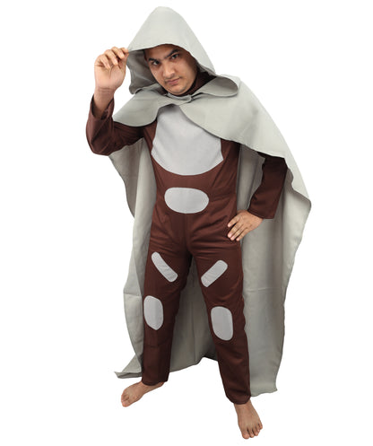 HPO Men's Fictional Character Long Grey & Brown Costume, Perfect for Halloween, Flame-retardant Synthetic Fabric