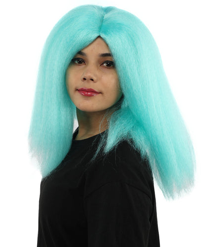 HPO Adult Women's Long Rounded Cartoon Hair Wig | Multiple Color Options | Bubble Bob, Deep Side Part, Heat Friendly Synthetic Strands & Breathable Net | Fancy Dress, Stage Show, Animated Character Events, Halloween & Festival