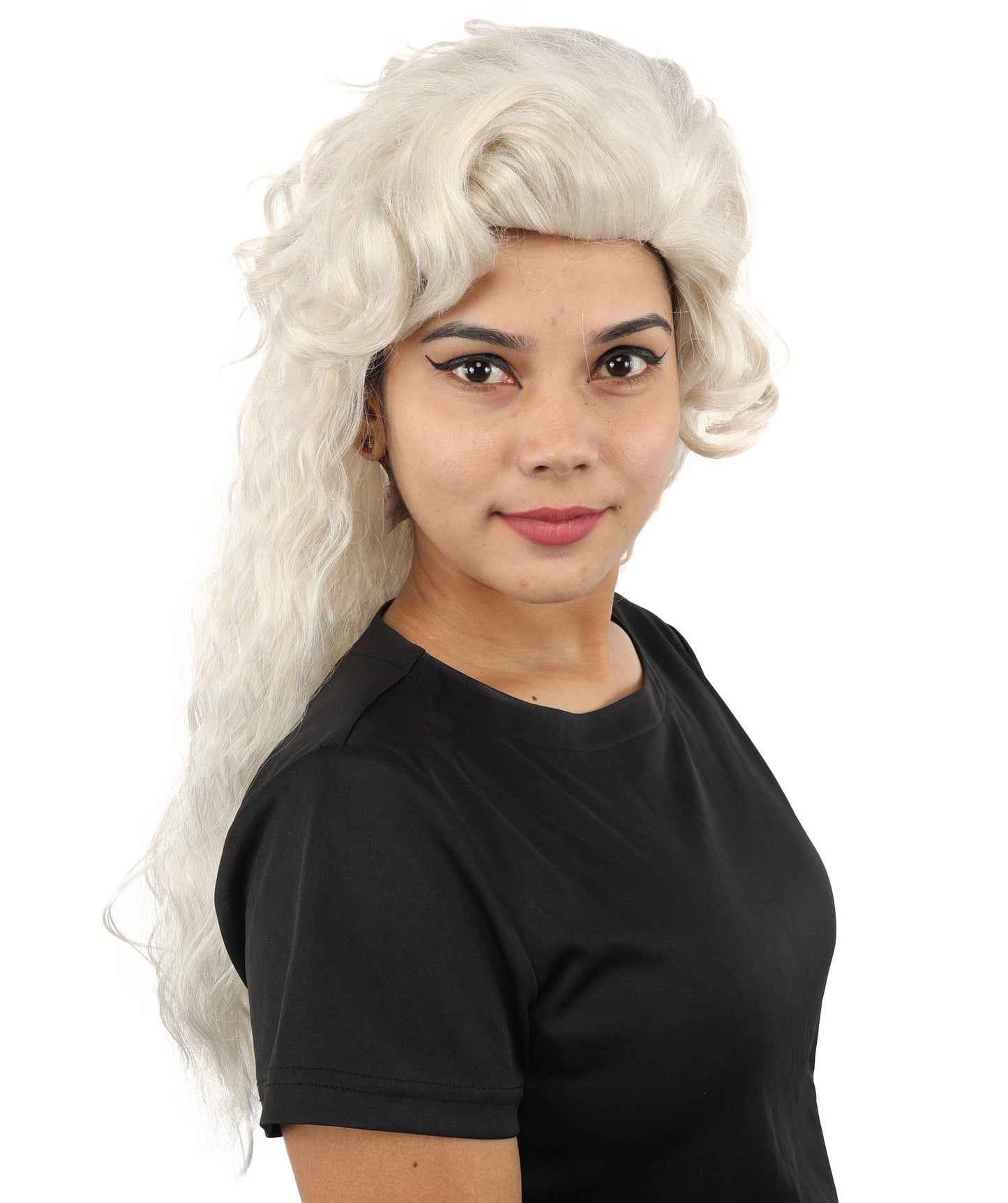 HPO Women's Elegant Fantasy Updo wig | Grey, created of flame-retardant synthetic fiber, sculpted flowing waves, capless base | Theater stage, Halloween, drag, costume events
