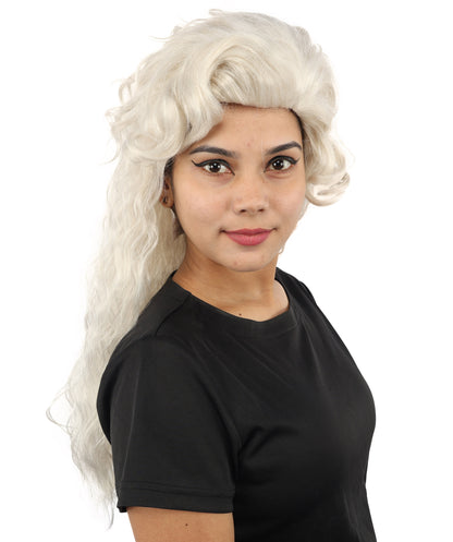 HPO Women's Elegant Fantasy Updo wig | Grey, created of flame-retardant synthetic fiber, sculpted flowing waves, capless base | Theater stage, Halloween, drag, costume events