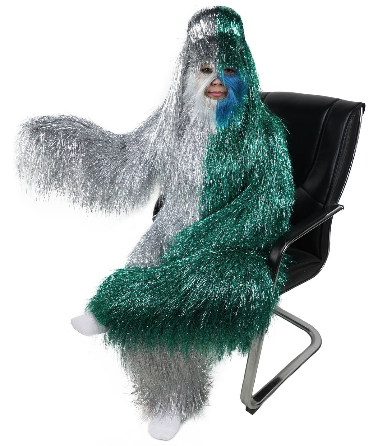 HPO Teen Extreme Hairy Two Part Costume Bundle & Mask Set - Full-Body Hair Suit Extra-Long Costume Wig for Halloween, Cosplay & Parties - Multiple Color Options