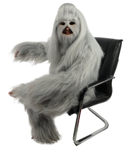 HPO Unisex Extreme Hairy Person Costume, Mask and Bundle - Full-Body Hair Suit Extra-Long Ash Brown Costume Wig for Halloween, Cosplay & Parties