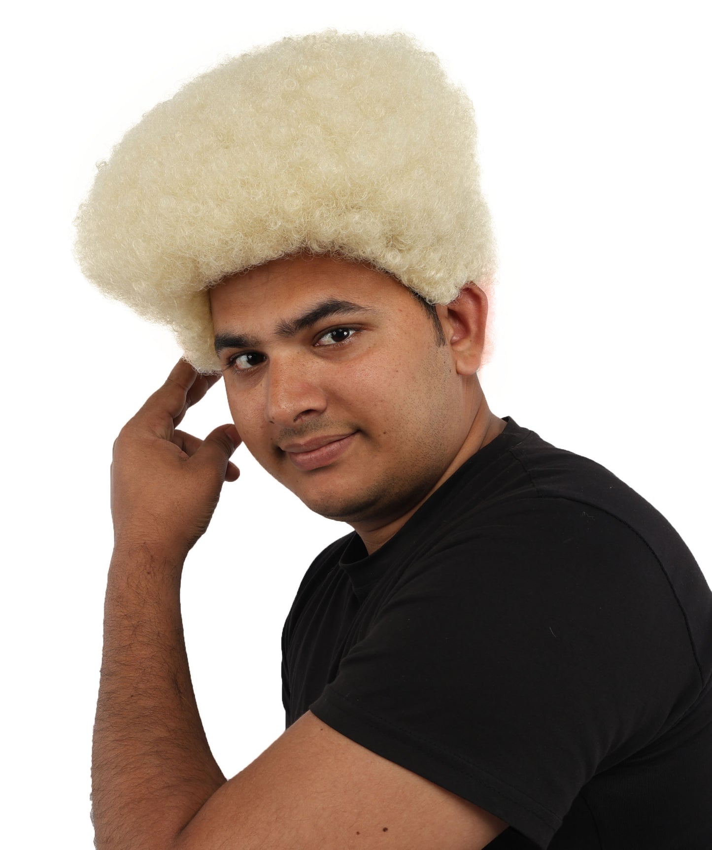 HPO Men’s Movie Character High Top Flat Brown Wig – Flame-retardant Synthetic Fiber | Retro Cosplay Hair for Halloween Party & Cosplay