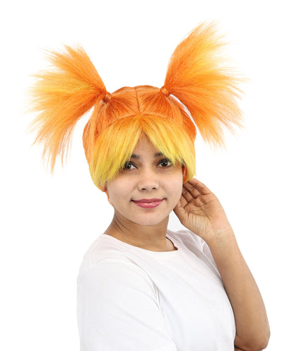HPO Women’s 15-Inch Orange Spiky Troll Wig | Fun Animated Character | Bright and Bold Look for Halloween, Cosplay, and Themed Party