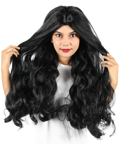 Celine Fantasy Warrior Wig | Extra Long Layered Black Hairpiece with Side Bangs | Cosplay, Halloween, Party & Stage-Ready Costume Wig