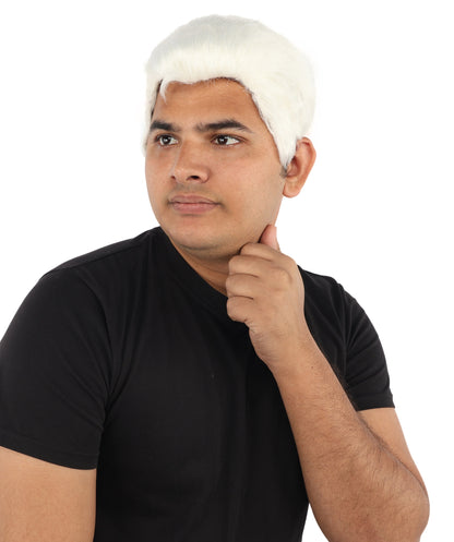 HPO Men's Side Swept Undercut Wig | Short Brown Texture with Tapered Sides, Heat Resistant Synthetic Fiber & Breathable Net | Halloween, Space Ranger Cosplay, Sci-Fi Theme Party & Roleplay