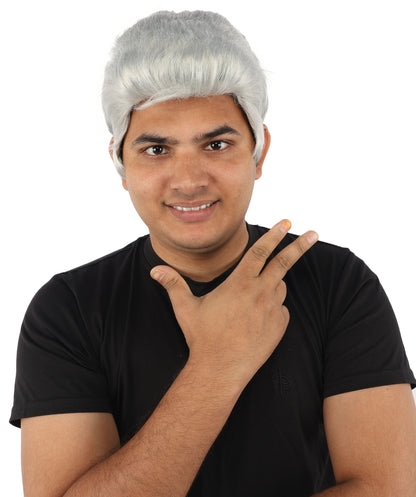 HPO Men's Side Swept Undercut Wig | Short Brown Texture with Tapered Sides, Heat Resistant Synthetic Fiber & Breathable Net | Halloween, Space Ranger Cosplay, Sci-Fi Theme Party & Roleplay