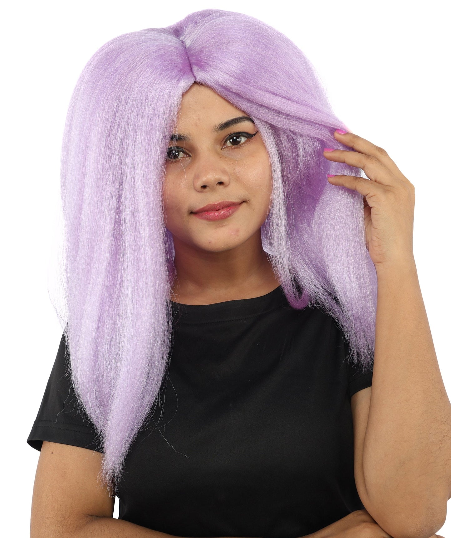 HPO Adult Women's Long Rounded Cartoon Hair Wig | Multiple Color Options | Bubble Bob, Deep Side Part, Heat Friendly Synthetic Strands & Breathable Net | Fancy Dress, Stage Show, Animated Character Events, Halloween & Festival