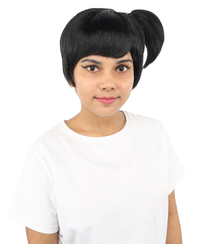 HPO Adult Women's Anime Trainer Character Wig | Vibrant hue multicolor options, create of synthetic fiber, short choppy bob with high side ponytail, breathable base | Cosplay, Halloween, theater, party, performance, costume events