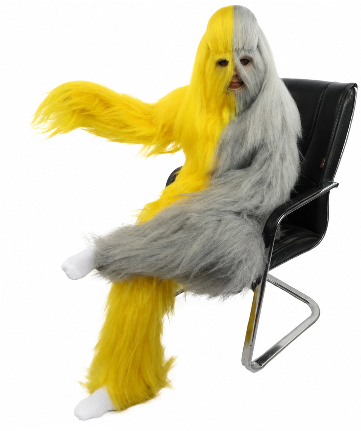 HPO Teen Extreme Hairy Person Two Part Costume, Mask and Bundle Set - Full-Body Hair Suit Extra-Long Costume Wig for Halloween, Cosplay & Parties - Multiple Color Options