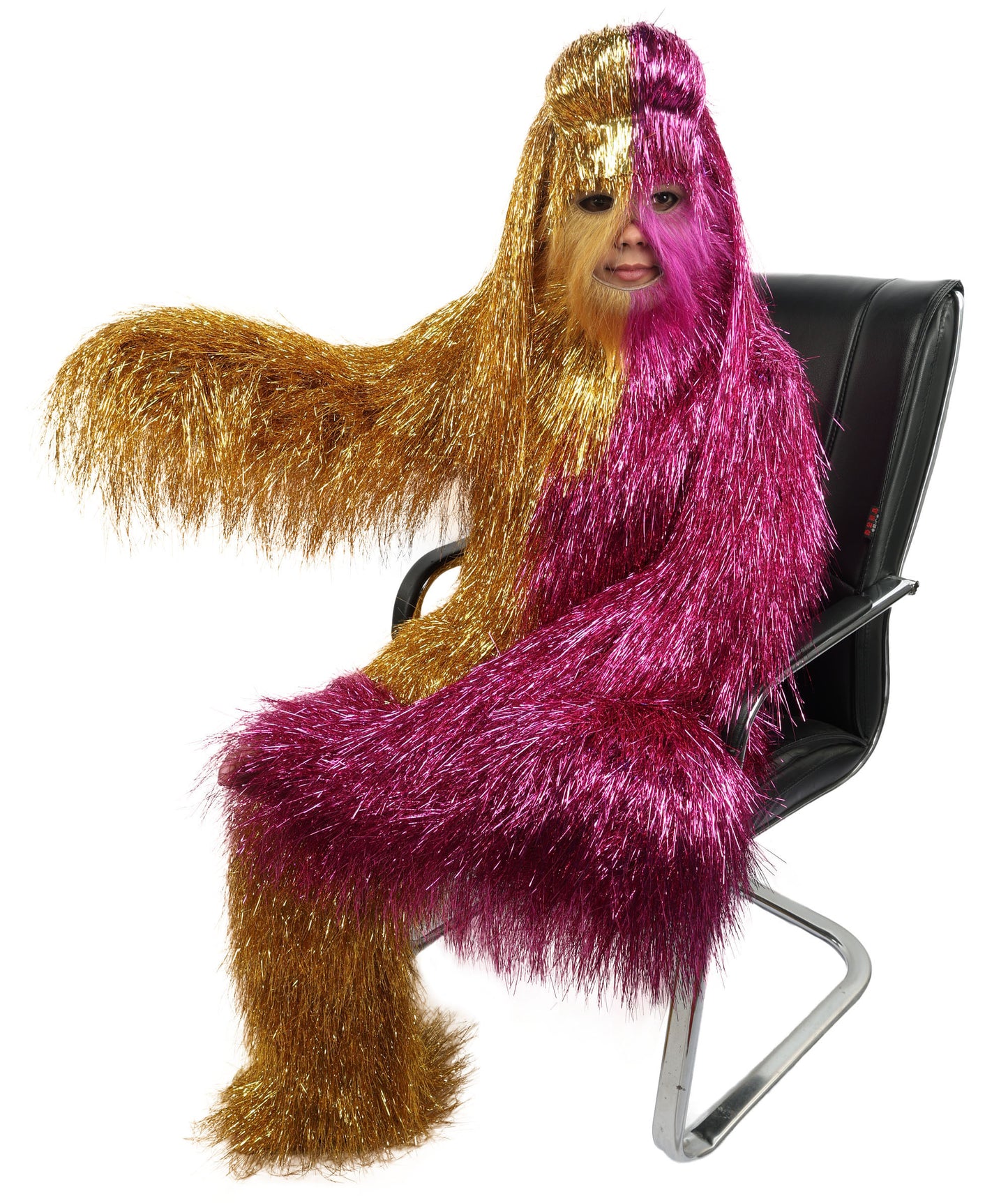 HPO Teen Extreme Hairy Two Part Costume Bundle & Mask Set - Full-Body Hair Suit Extra-Long Costume Wig for Halloween, Cosplay & Parties - Multiple Color Options
