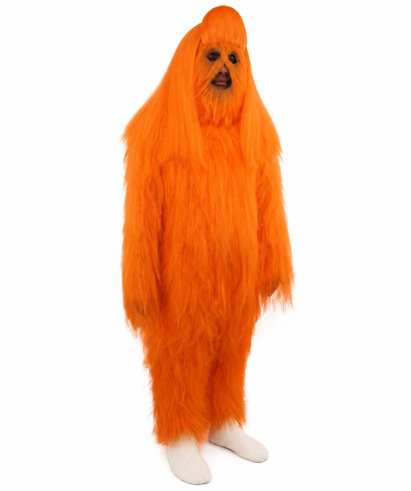 HPO Unisex Extreme Hairy Person Costume, Mask and Bundle - Full-Body Hair Suit Extra-Long Ash Brown Costume Wig for Halloween, Cosplay & Parties