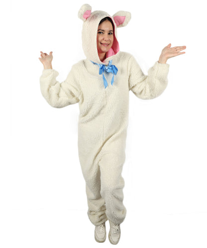 HPO Unisex White Long Lamb Wig and Costume | Suitable for Halloween | Flame-retardant Synthetic Fabric