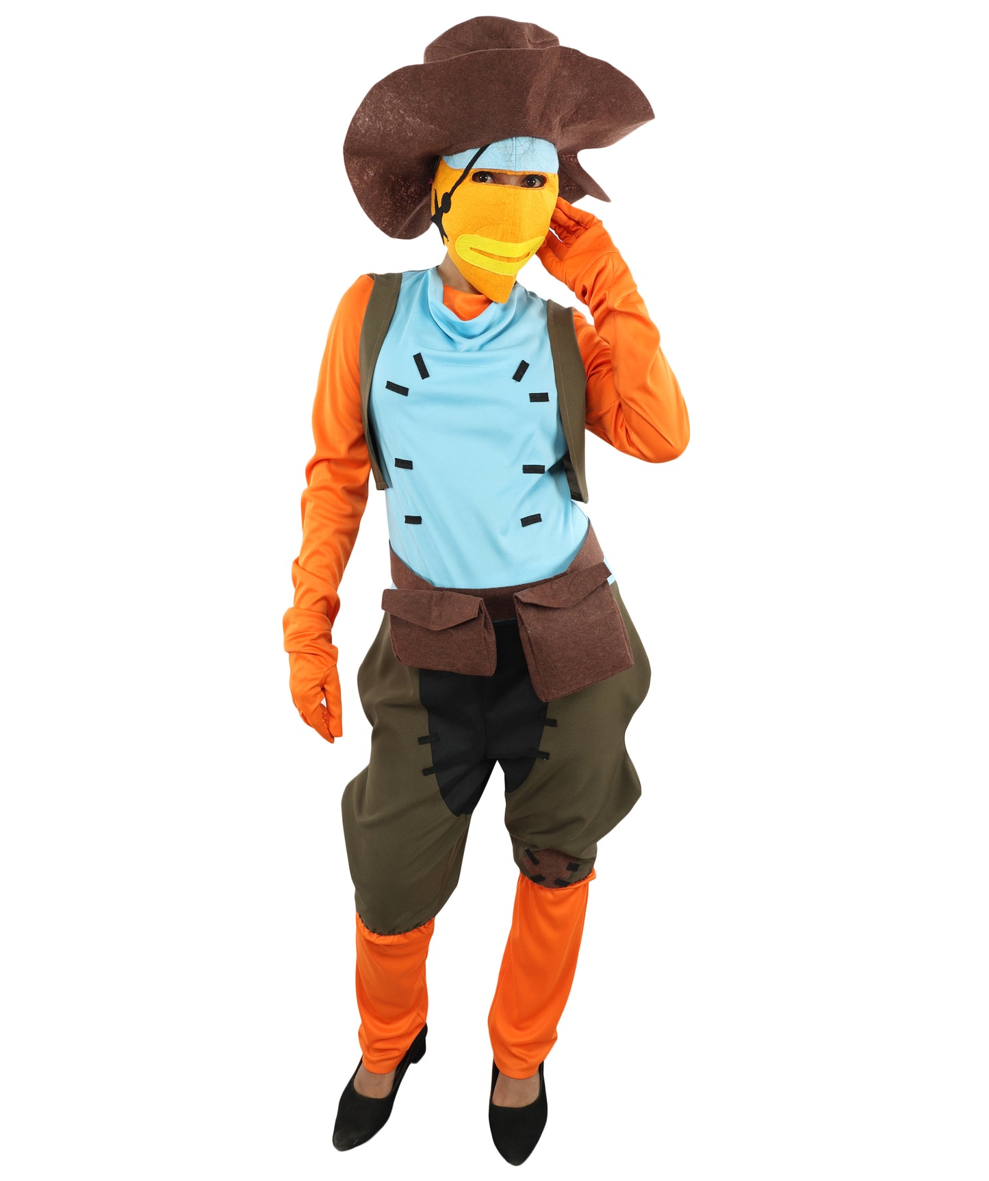 HPO Women's Fish Character Style Costume – Multicolor Outfit with Matching Cap and Belt | Theme Party & Cosplay Presentation Wear