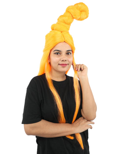 HPO Adult Women's Sculpted Loop Topknot Wig | Multiple Color Options | Create of synthetic fiber, gravity-defying twisted vertical bun with long face-framing strands, breathable base | Party, Halloween, theater, drag, performance, costume events