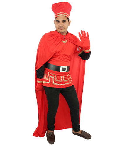 HPO Men’s Red Cloak Costume | Top, Robe & Cape with Headwear | Halloween, Cosplay, Party & Roleplay Outfit for Themed Events