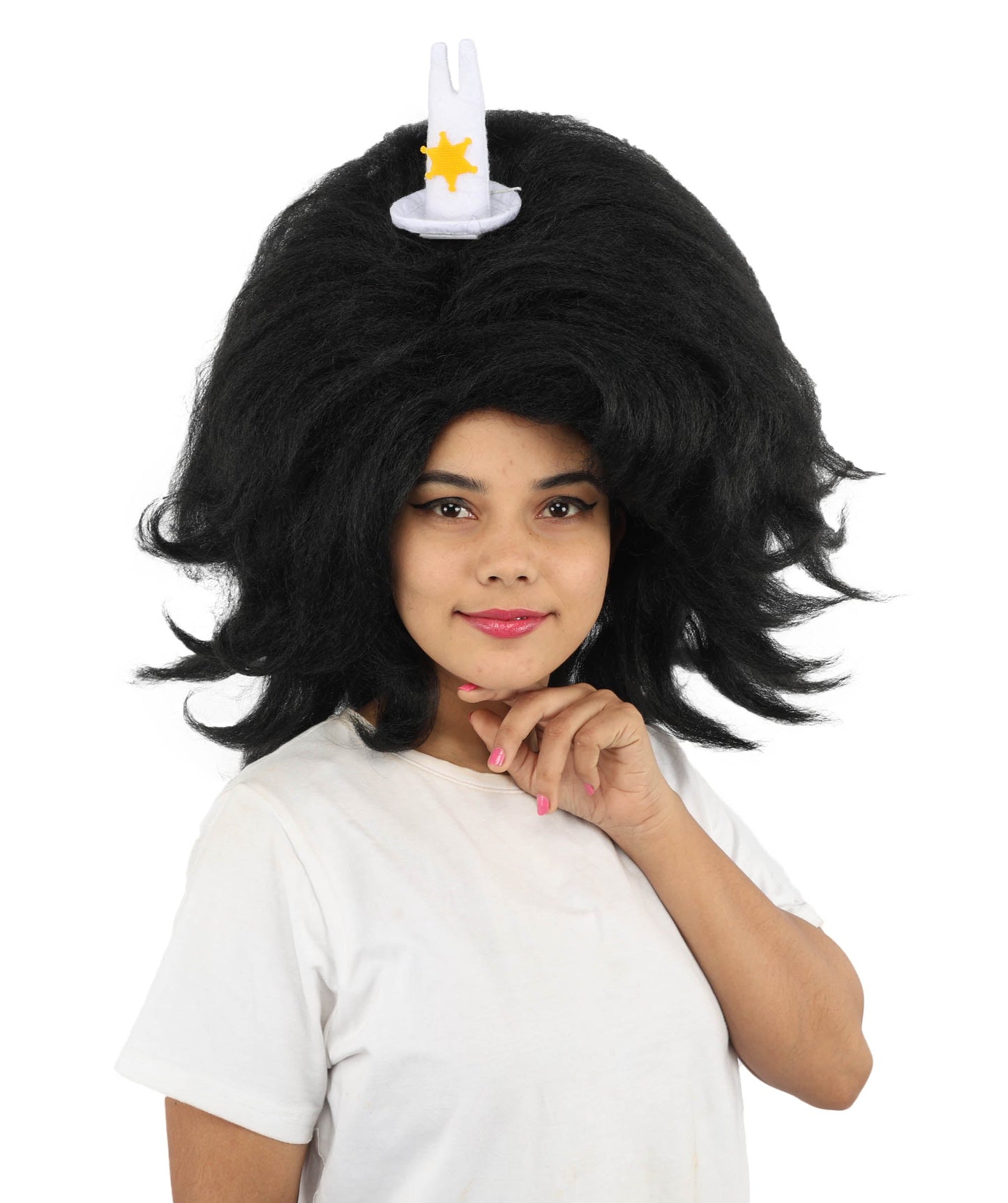 HPO Adult Women's Long Red Bob Wig | Straight Shoulder-Length Black Hair with Blunt Bangs, Included Accessory Set & Breathable Cap | Halloween, Anime Roleplay, Costume Party & Daily Wear