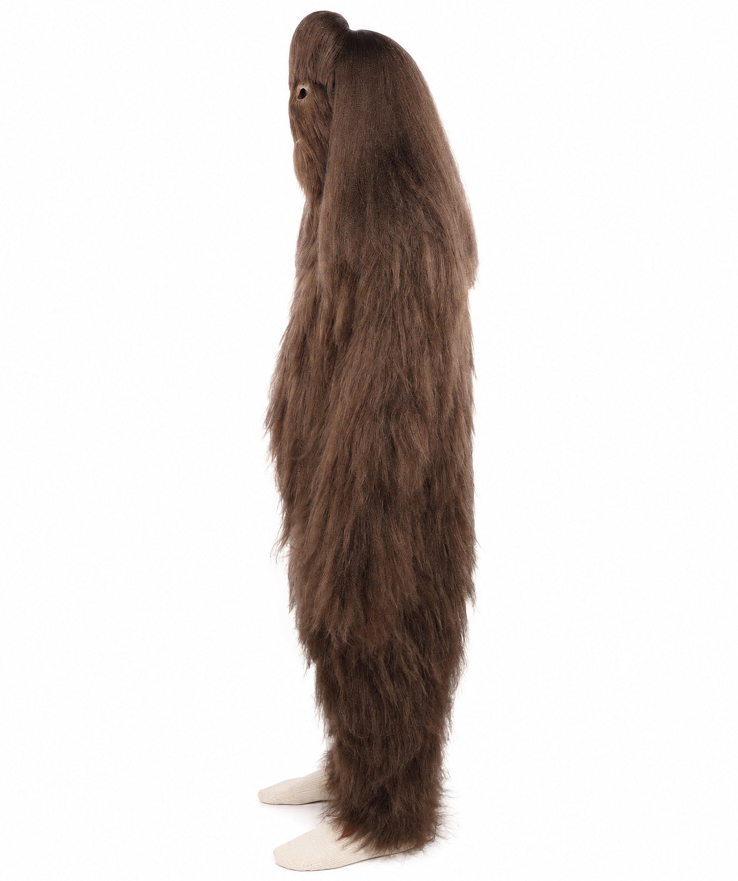 HPO Unisex Extreme Hairy Person Costume, Mask and Bundle - Full-Body Hair Suit Extra-Long Ash Brown Costume Wig for Halloween, Cosplay & Parties