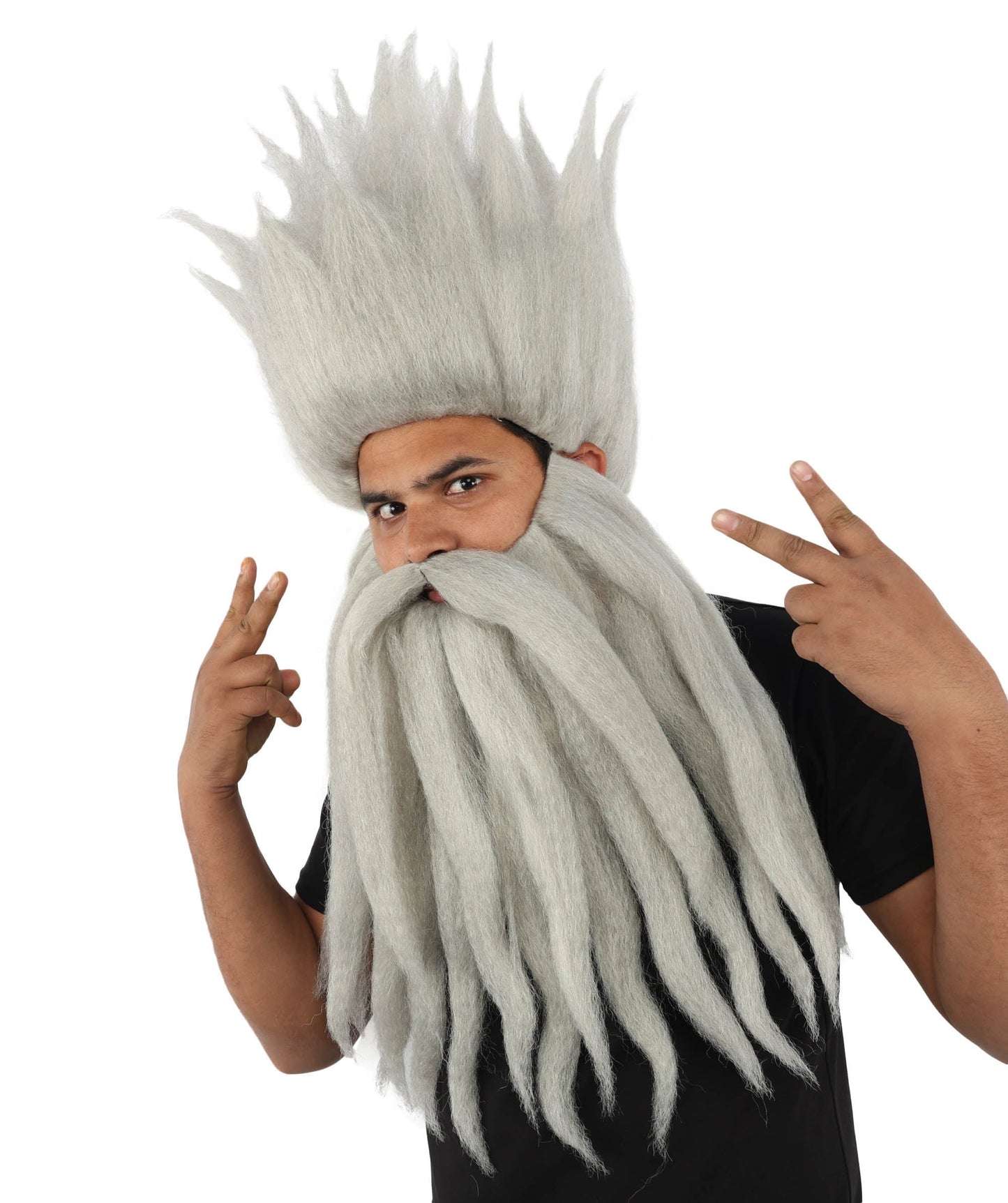 Wild Man Wig Beard & Mustache Set | Voluminous Multicolor Options Messy Hair with Matching Facial Hair, Synthetic Fiber & Breathable Cap | Halloween, Jungle Roleplay, Theater, Carnival & Costume Party