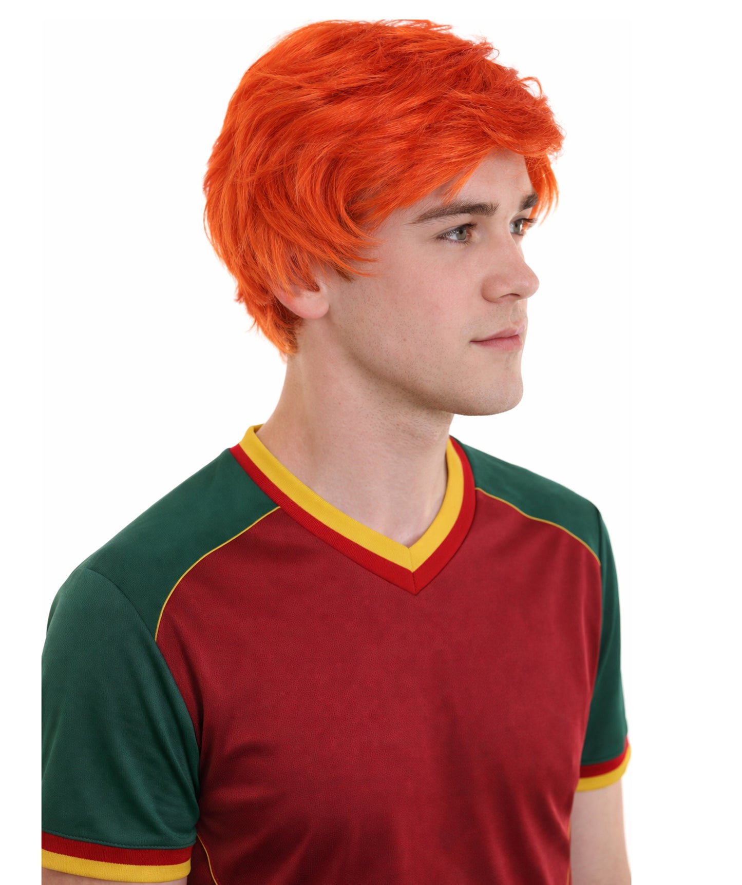 Ginger Tony Mens Wig | Orange Fancy  Halloween Wig | Premium Breathable Capless Cap