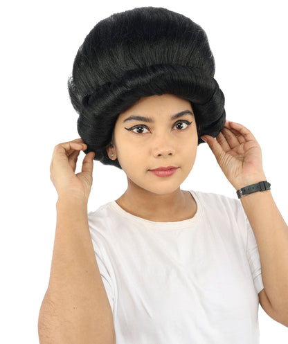 HPO Women's Voluminous Golden Blonde Grandma Wig | Medium Puffy Afro Style with Silver Texture, Synthetic Fiber & Adjustable Fit | Halloween, 100th Day of School, Theater & Funny Costume