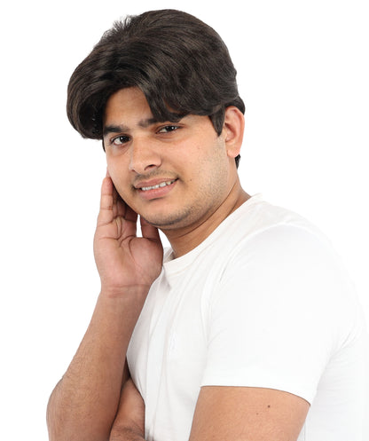 HPO Men's Lightweight Synthetic Short Dark Brown Wig | Natural Style & Capless Cap | Ideal for Halloween, Cosplay Drama, Theater & Party Looks