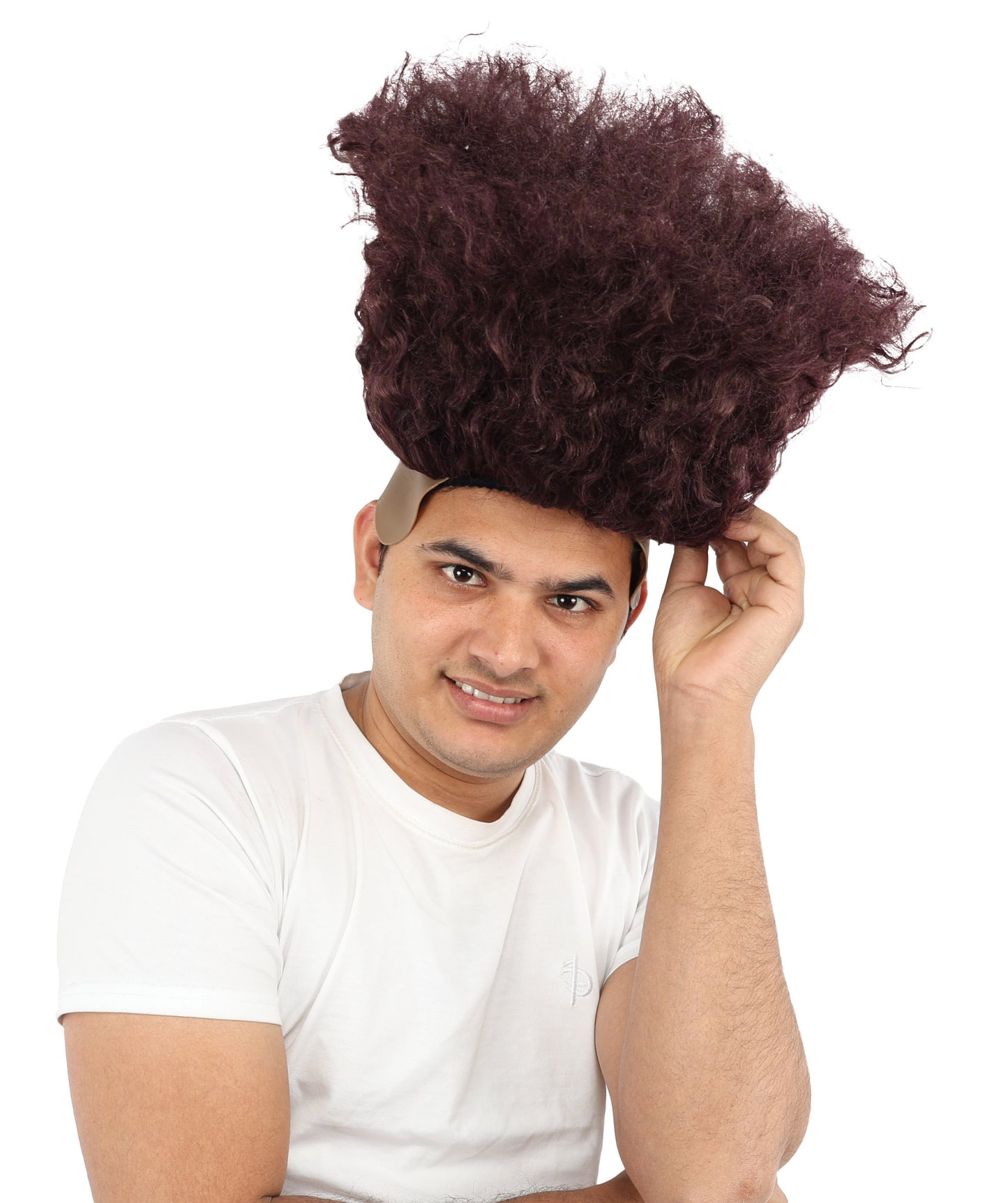 HPO Men’s Tall Afro Wig | Multicolor Options | Animated Scientist Style Hair | Funny Hairpiece with Bouncy Curls and Capless Cap | Retro Nerd Look for Parties, Shows & Halloween
