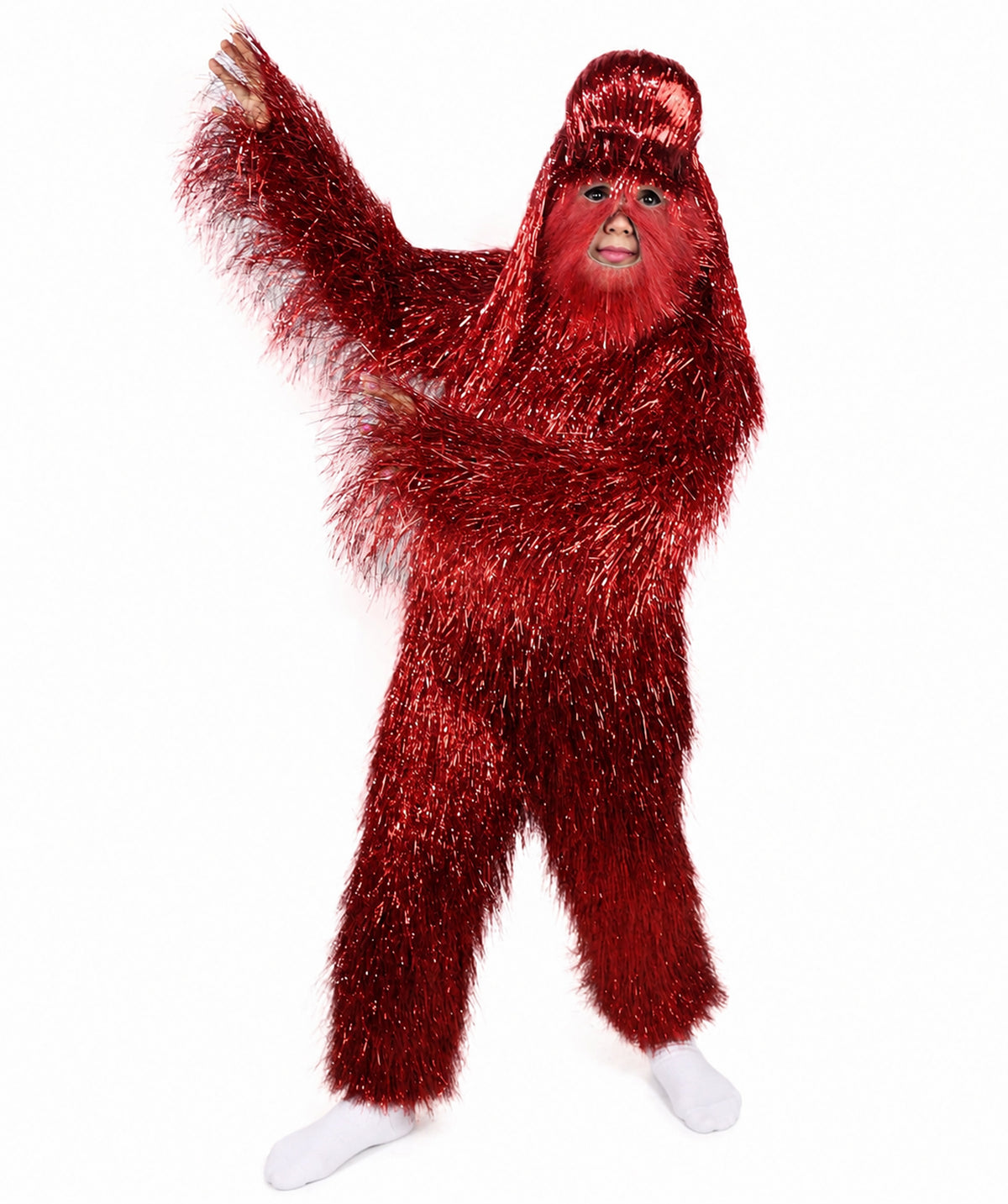 HPO Unisex Teen Extreme Tinsel Hairy Person Costume Bundle & Mask Set - Full-Body Tinsel Hair Suit Extra-Long Costume Wig for Halloween, Cosplay & Parties - Multiple Color Options
