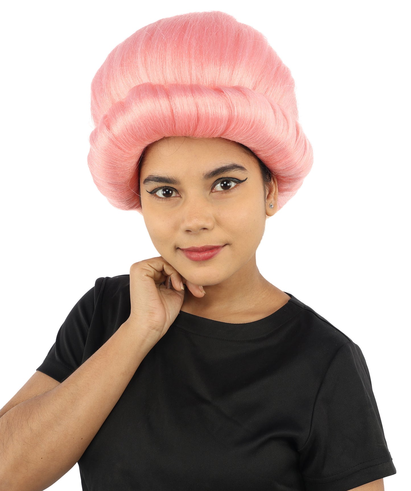 HPO Women's Voluminous Golden Blonde Grandma Wig | Medium Puffy Afro Style with Silver Texture, Synthetic Fiber & Adjustable Fit | Halloween, 100th Day of School, Theater & Funny Costume