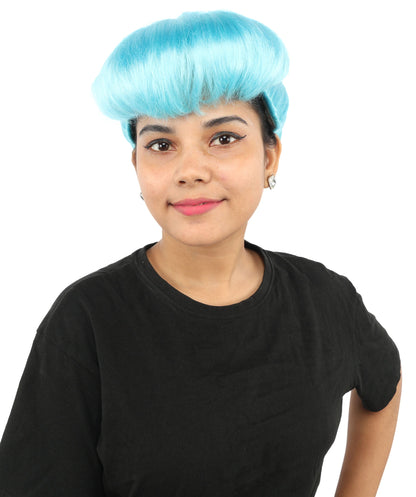 HPO Adult Women's Retro Pin-Up Wig | Multicolor Options, create of synthetic fiber, vintage curled bumper bangs with rolled back, breathable base | Party, Halloween, theater, drag, performance, costume events