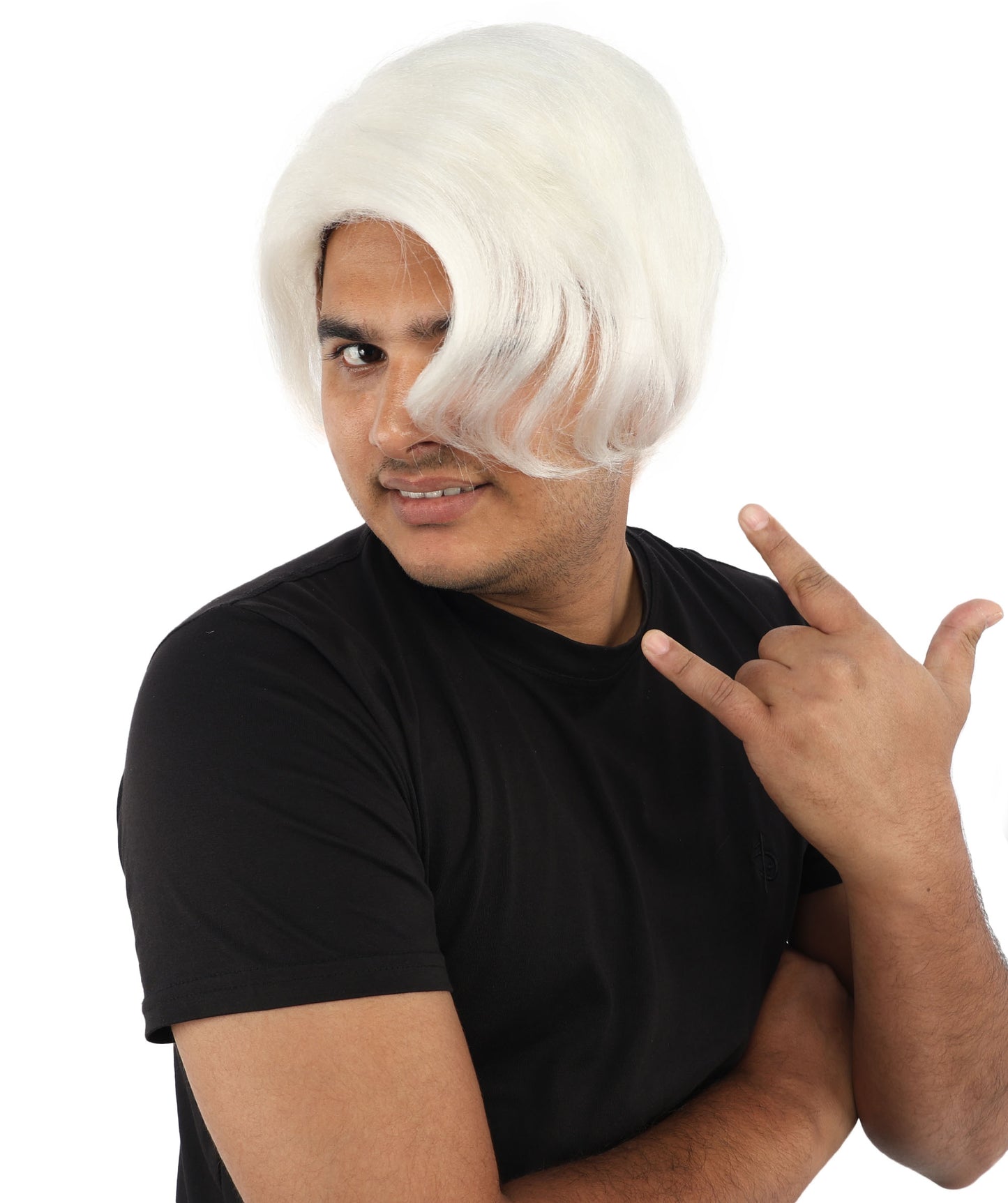 HPO Men’s Blonde Wig with Long Side Bangs  | Flame-retardant Synthetic | Ideal for Cosplay, Halloween & Party Looks