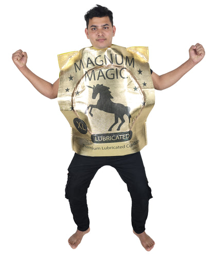 HPO Men’s Hilarious Gold Magic Condom Costume | Suitable for Halloween | Flame-retardant Synthetic Fabric