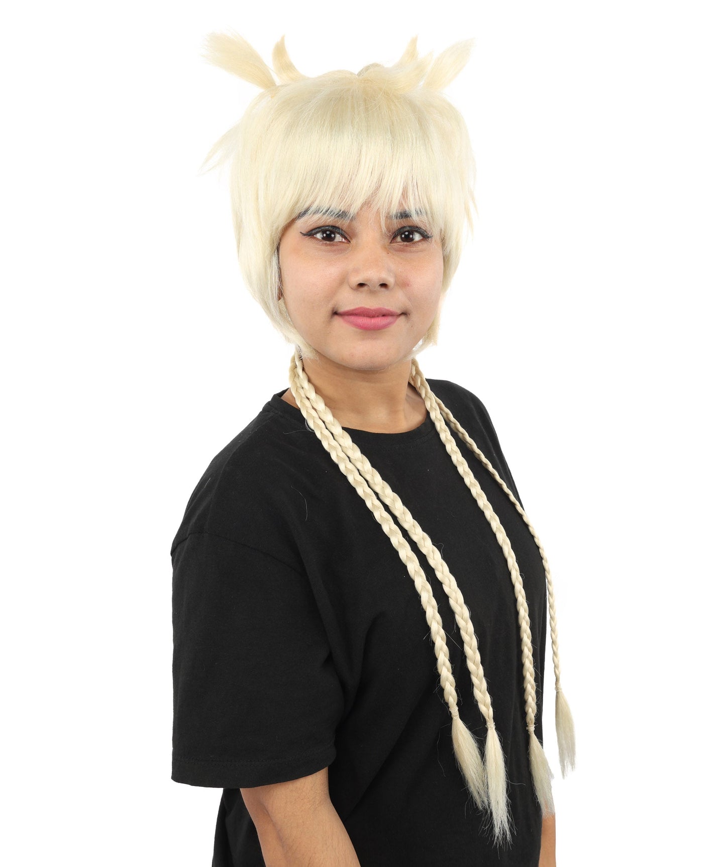 HPO Adult Women's Animal Ear Braided Wig | Multiple Color Options | Synthetic fiber, short bob with sculpted ears and long micro-braids, breathable base | Party, Halloween, theater, drag, performance, costume events