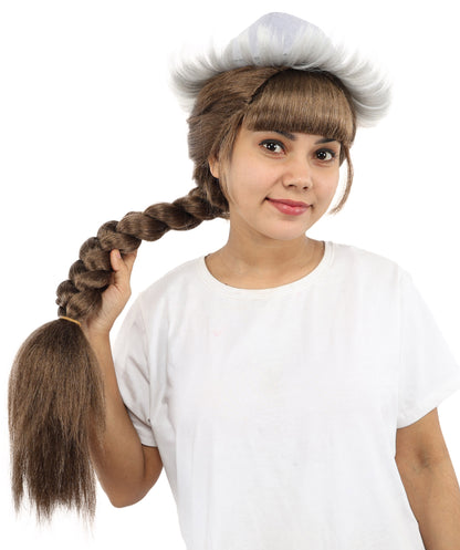 HPO Women's 32 Inch Extra Long Braided Wig with White Cap | Fantasy Style Wig with Capless Cap | Synthetic Heat-Resistant Wig for Cosplay, Costume, and Events