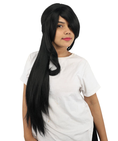 HPO Adult Women's Anime Character Wig | Multiple Color Options | Synthetic Fiber with Side Swept Bangs and Top Tuft | Halloween Party and Comic Con Events