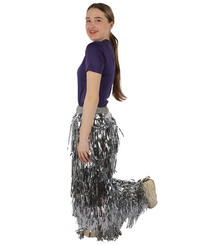 HPO Women's Fancy Metallic Tinsel Pant, Perfect for Halloween, Flame-retardant Tinsel Material