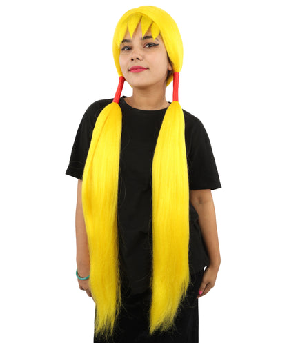 HPO Women's Extra Long Pigtail Wig | Multicolor Options | Floor Length Straight Twin Tails with Bangs, Heat Friendly Synthetic Fiber & Adjustable Cap | Halloween, Fairy Roleplay, Magical Girl Theme, Theater & Carnival