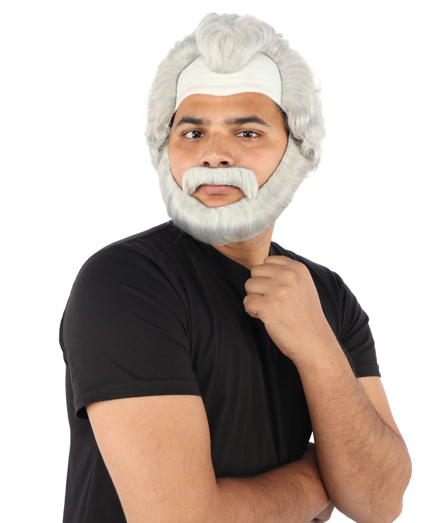 HPO Men’s Short Brown Curly Wig Beard & Mustache Set – Messy Sleepy Style Wig with Natural Afro Curls | Animated Movie-Inspired for Halloween & Cosplay Characters