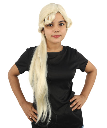 HPO Women's Braided Fantasy wig | Textured woven side plait, created of flame-retardant synthetic fiber, capless base | Theater, stage, costume events, drag