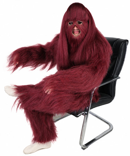 HPO Unisex Extreme Hairy Person Costume, Mask and Bundle - Full-Body Hair Suit Extra-Long Ash Brown Costume Wig for Halloween, Cosplay & Parties