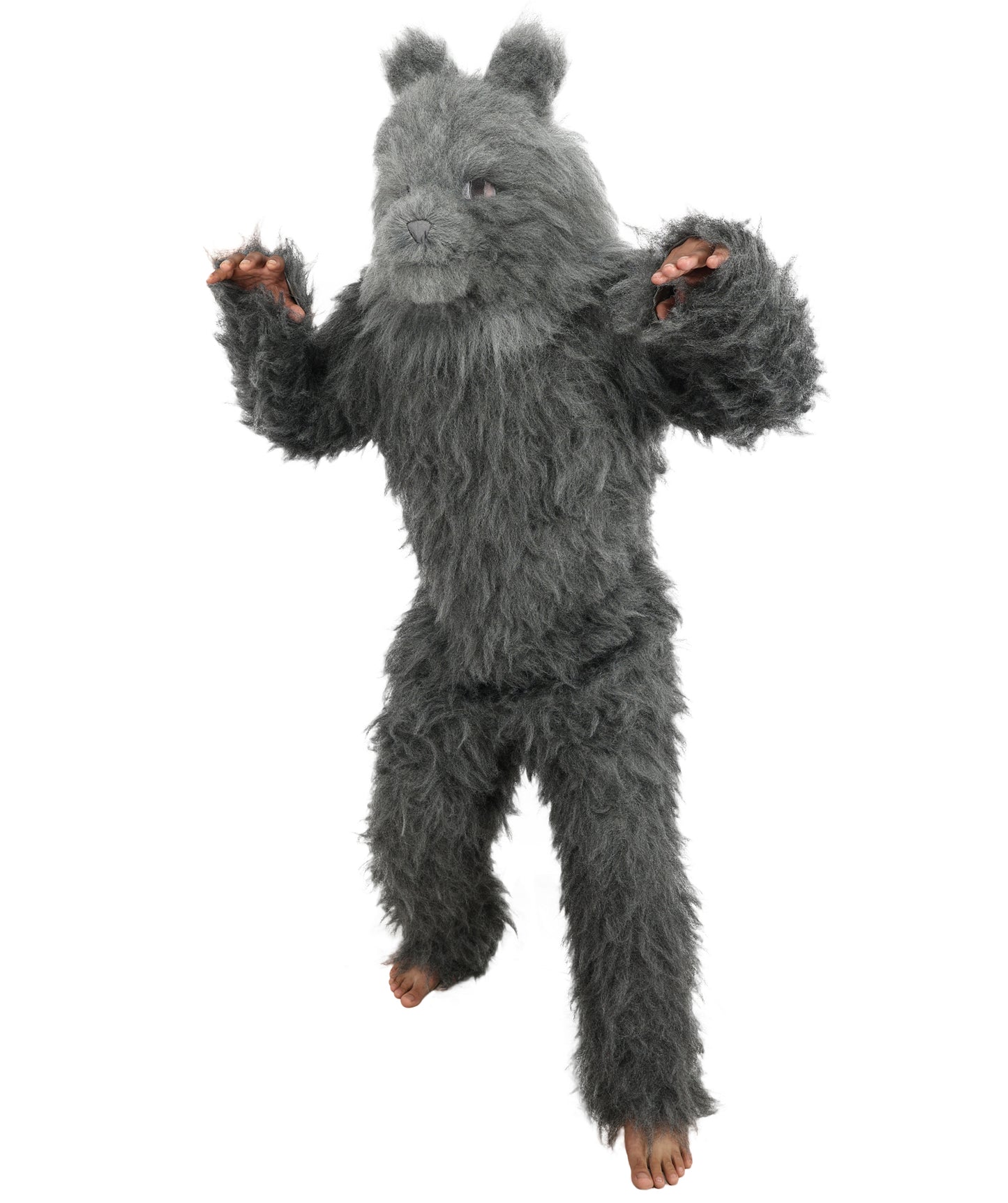 HPO Unisex Dark Grey Wolf Mascot Costume Bundle & Mask Set | Realistic Animal Full Coverage Outfit | Crafted for Parties and Cosplay events