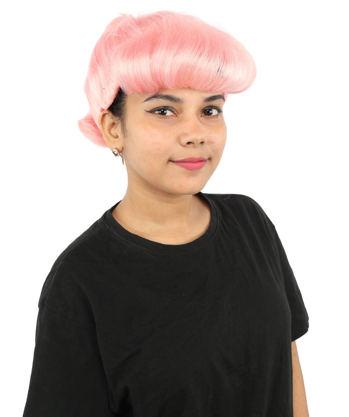 HPO Adult Women's Retro Pin-Up Wig | Multicolor Options, create of synthetic fiber, vintage curled bumper bangs with rolled back, breathable base | Party, Halloween, theater, drag, performance, costume events