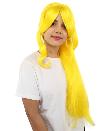HPO Adult Women's Anime Character Wig | Multiple Color Options | Synthetic Fiber with Side Swept Bangs and Top Tuft | Halloween Party and Comic Con Events