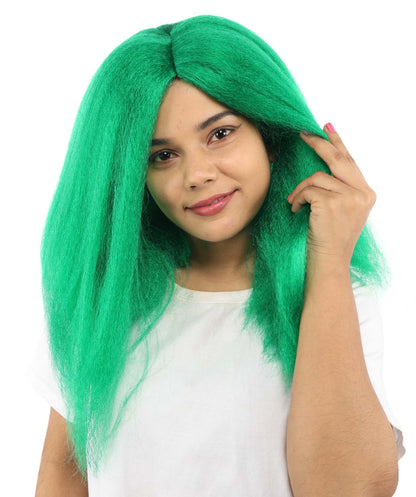 HPO Adult Women's Long Rounded Cartoon Hair Wig | Multiple Color Options | Bubble Bob, Deep Side Part, Heat Friendly Synthetic Strands & Breathable Net | Fancy Dress, Stage Show, Animated Character Events, Halloween & Festival