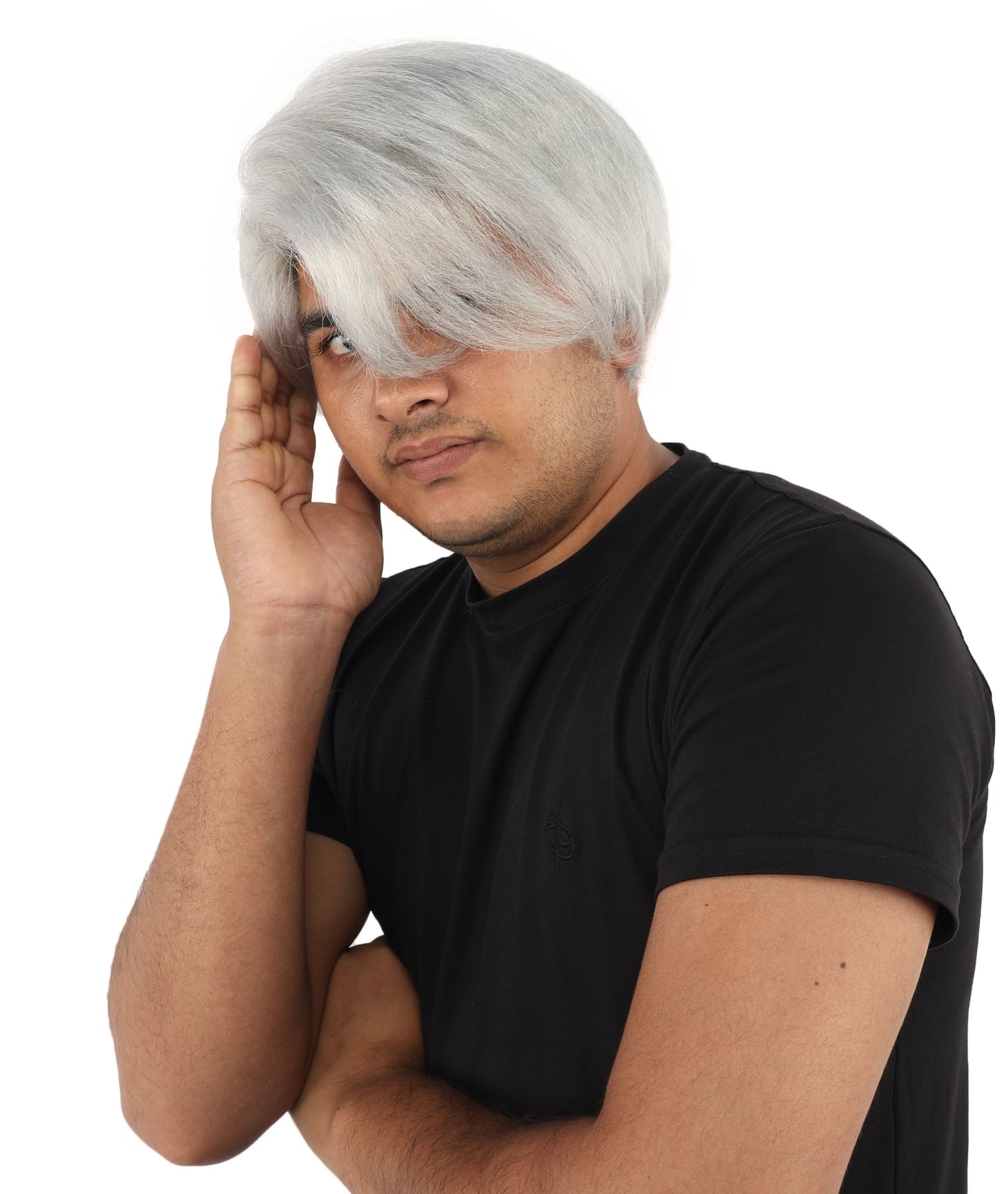 HPO Men’s Blonde Wig with Long Side Bangs  | Flame-retardant Synthetic | Ideal for Cosplay, Halloween & Party Looks